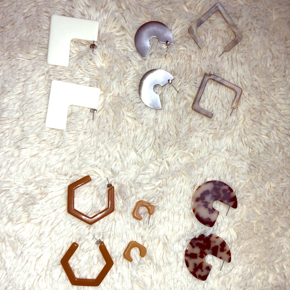 Urban Outfitters Disc Square Hexagon Hoop Earrings